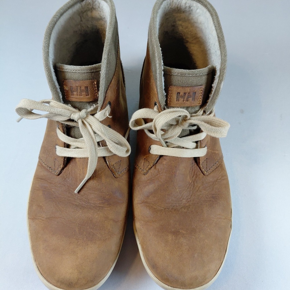 Helly Hansen Shoes Mens 9.5  Brown Leather Lace Up Gerton Boots Chukka Faux Fur